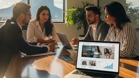 Equipo de diseño de páginas web de Incom trabajando en una estrategia de conversión
