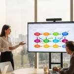 Estratega de Incom presentando una ruta de conversión de contenido orgánico en una oficina moderna en la CDMX