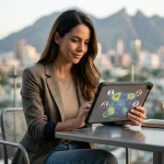 otografía realista de consultora profesional analizando la estrategia de Google Ads exitosa en Monterrey y CDMX para Incom